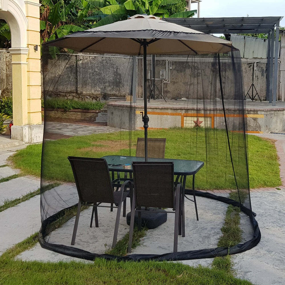 Universal Patio Umbrella Mosquito Net Easy Install Bug Screen for Outdoor