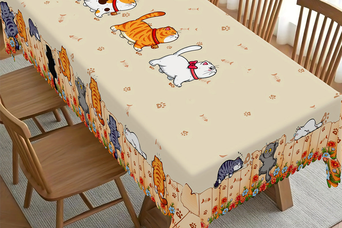 Cute Cat Tablecloth Dining Table Cover Polyester Tablecover -Rectangle Tablecloth
