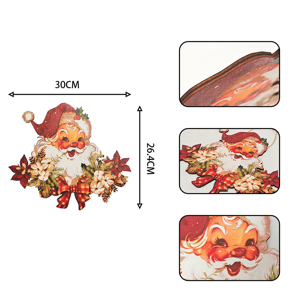 2D Santa Door Sign Hanger Engineered Wood Christmas Wall Decor
