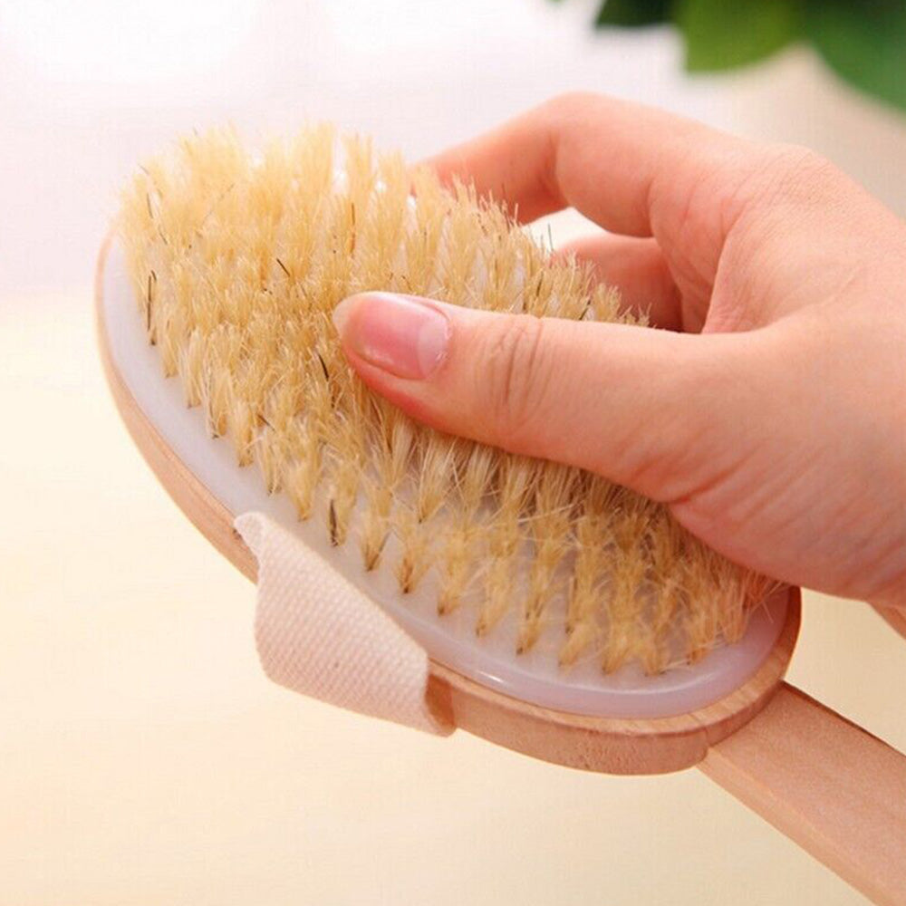2 Pieces Long Handle Back Shower Brush with Detachable Strap