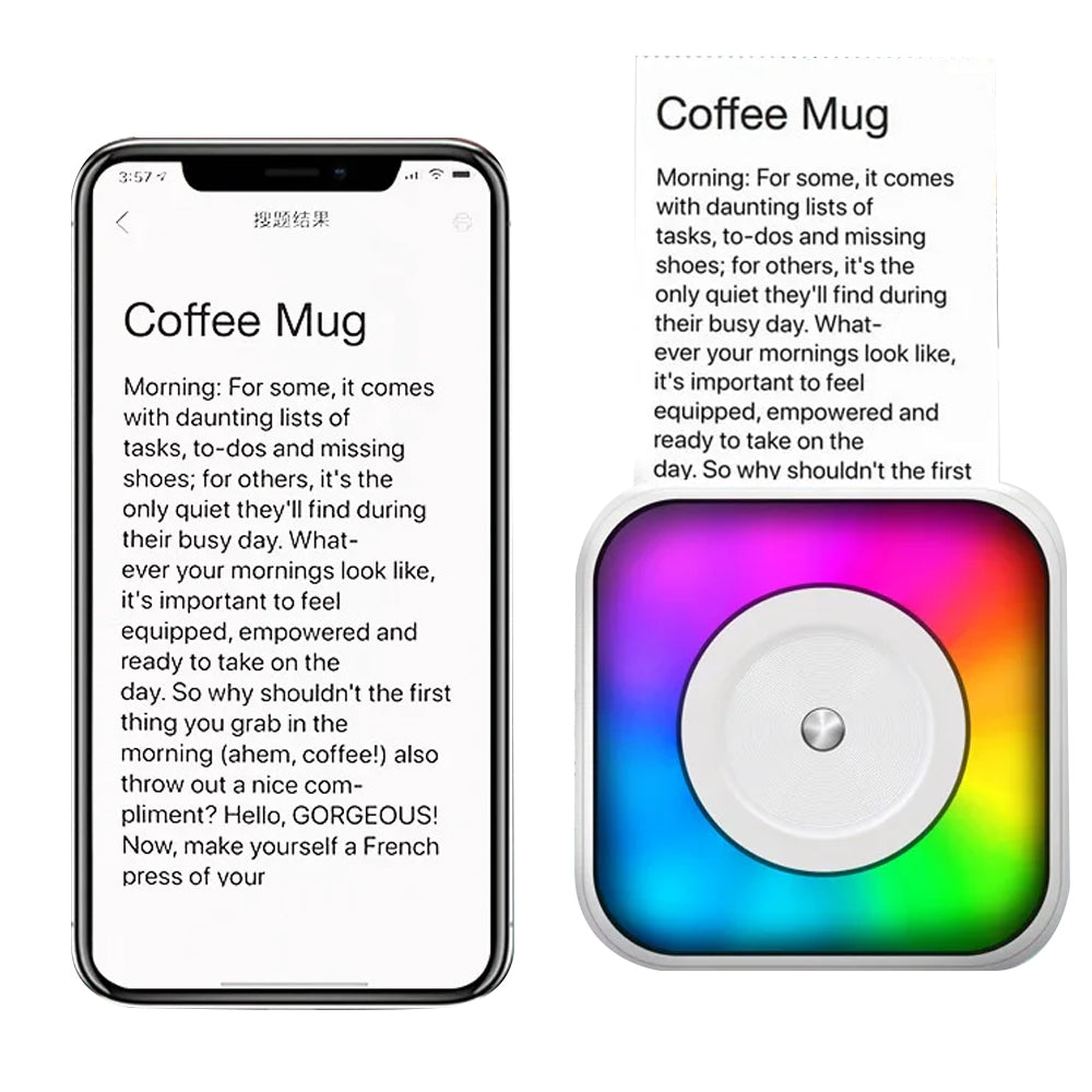 Mini Pocket Printer with RGB Light Thermal Printer with 10 Rolls of Paper