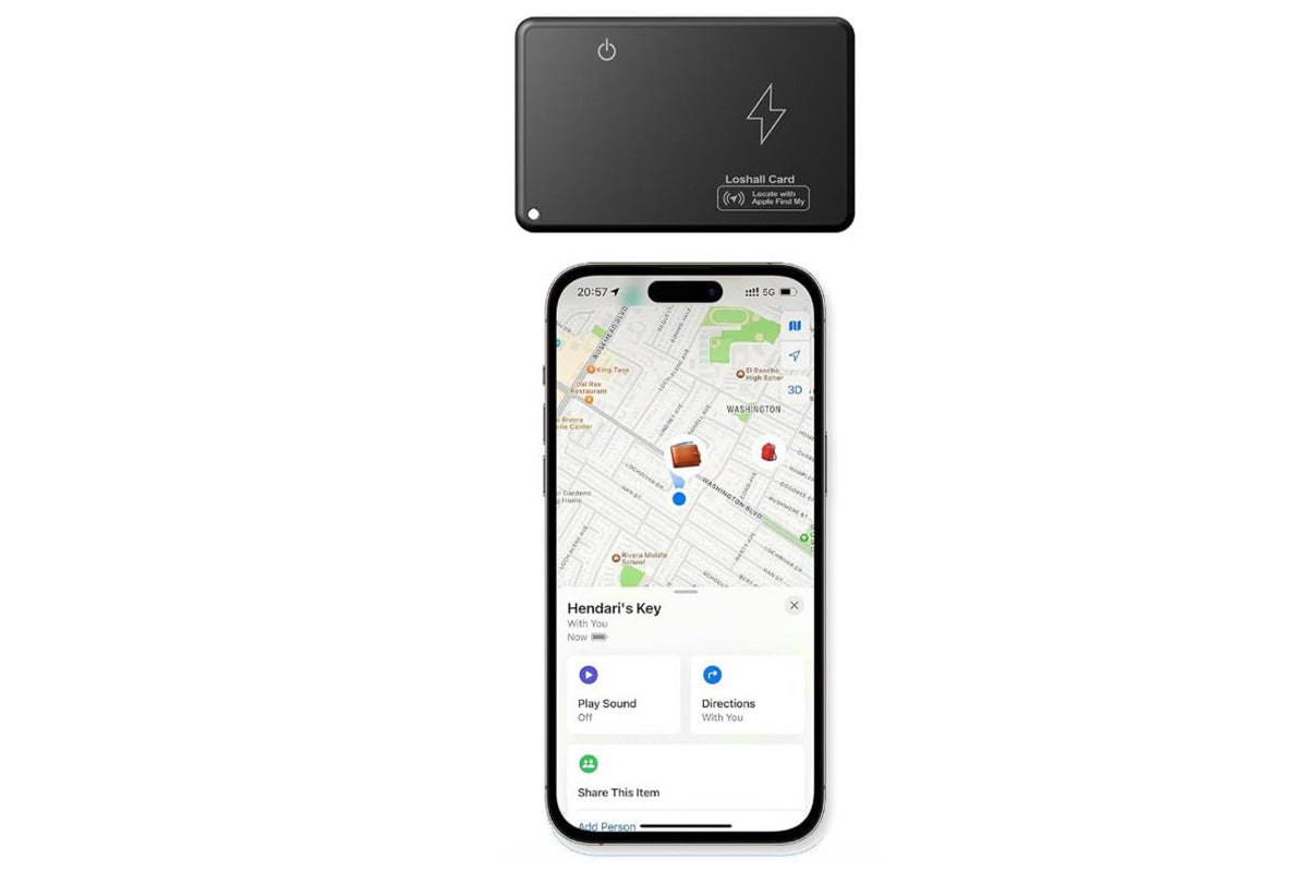 Rechargeable Thin Wallet Tracker Card Works with Apple Find My App