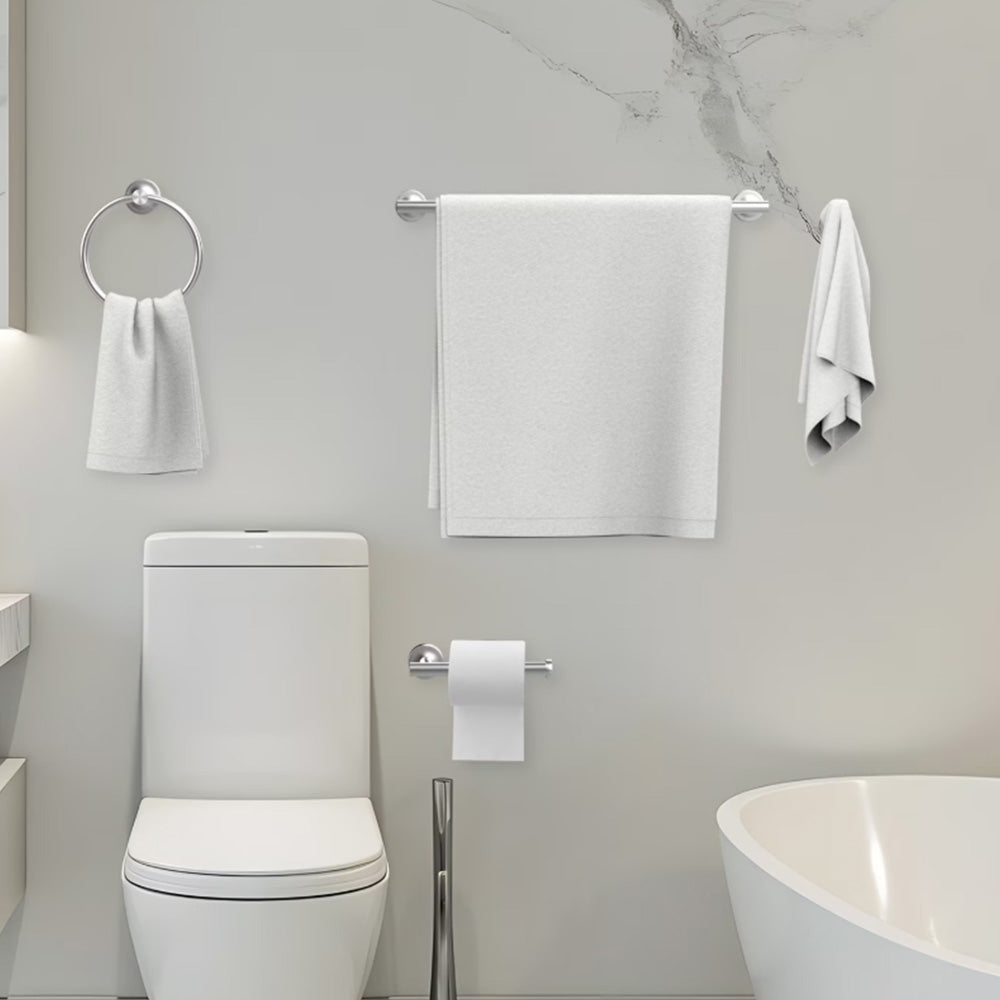 4 Pcs Bathroom Hardware Set Stainless Steel Wall Mounted Accessories-Silver
