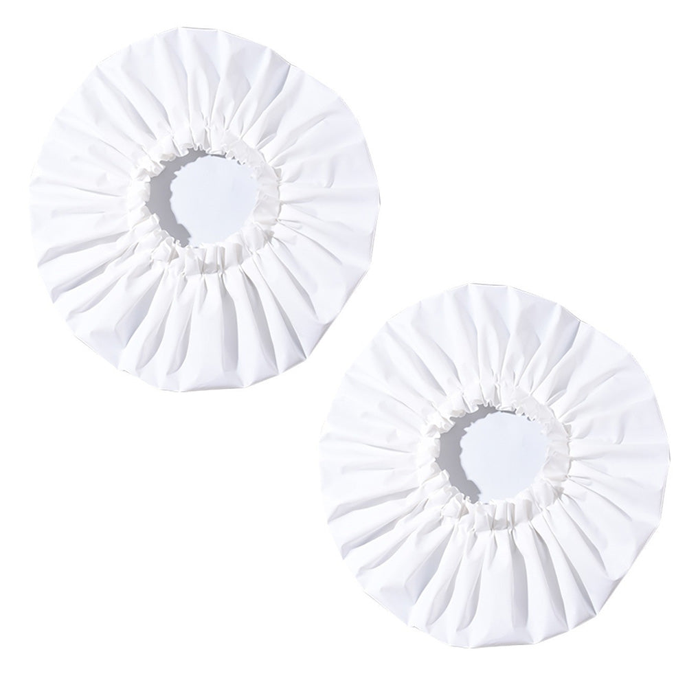 2 Piece PEVA Shower Caps for Long Hair - White