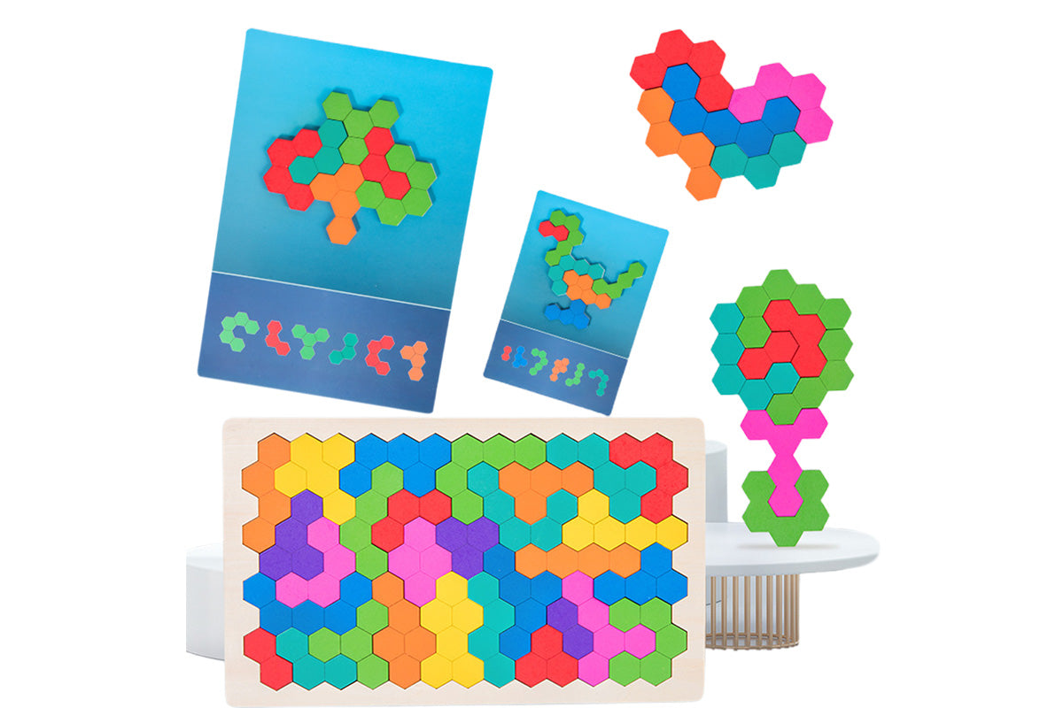 Wooden Tangram Puzzle Set STEM Educational Logic IQ Game Montessori Toy