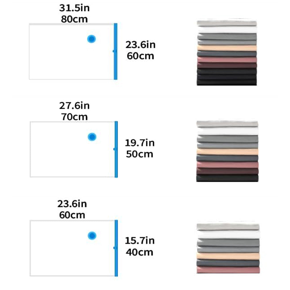 8 Pack Vacuum Storage Bags Space Saver Bags for Clothes Blankets with Valve