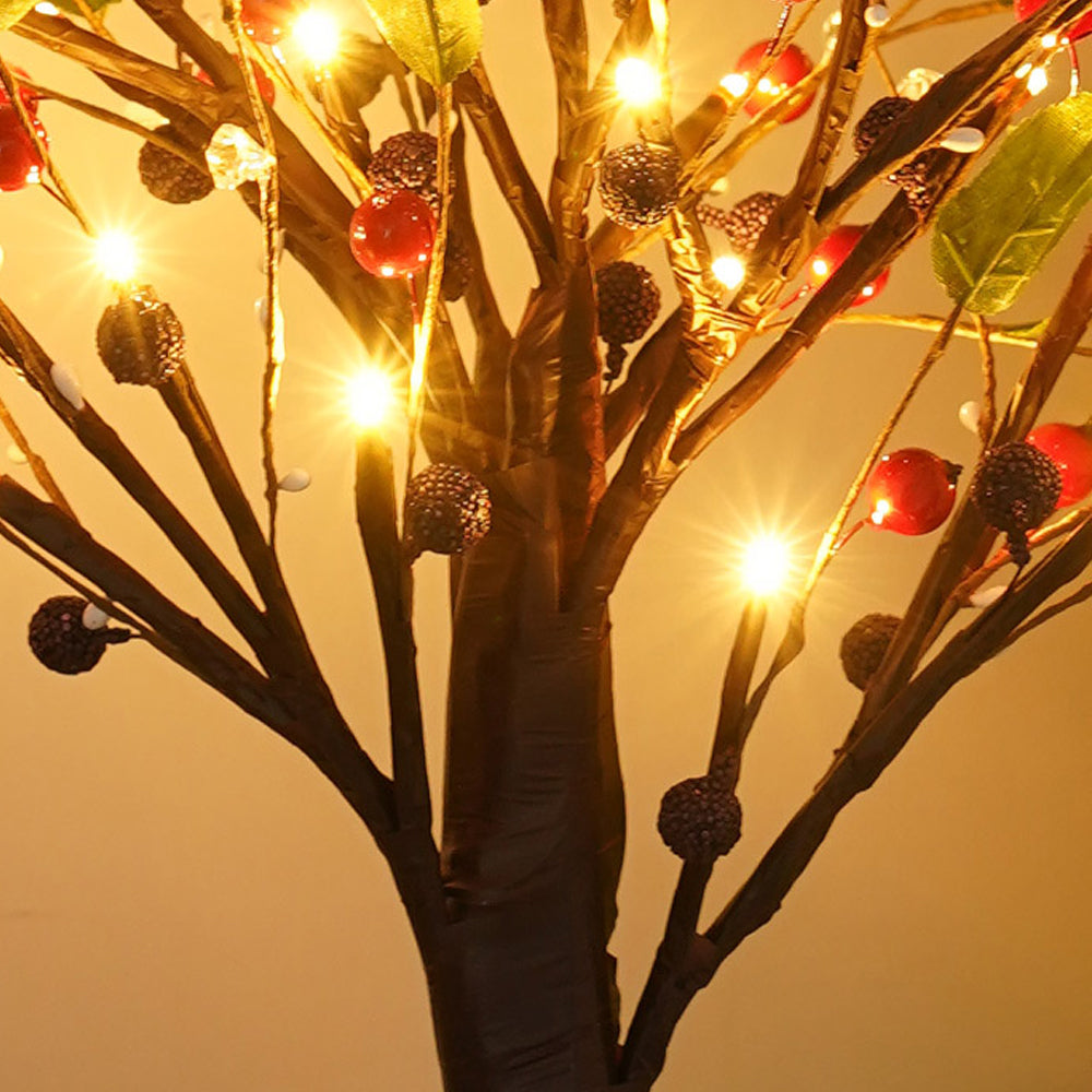 Tabletop Tree Light 24 LED Lighted Tree Decorated Lights Artificial Branch Tree Lamp for Outdoor and Indoor Christmas Decor Red