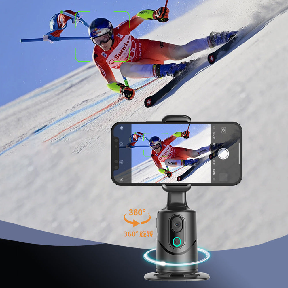 AI Smart Tracking Phone Gimbal 360-Degree Rotating Gesture Control Bluetooth Remote Face and Body Tracking