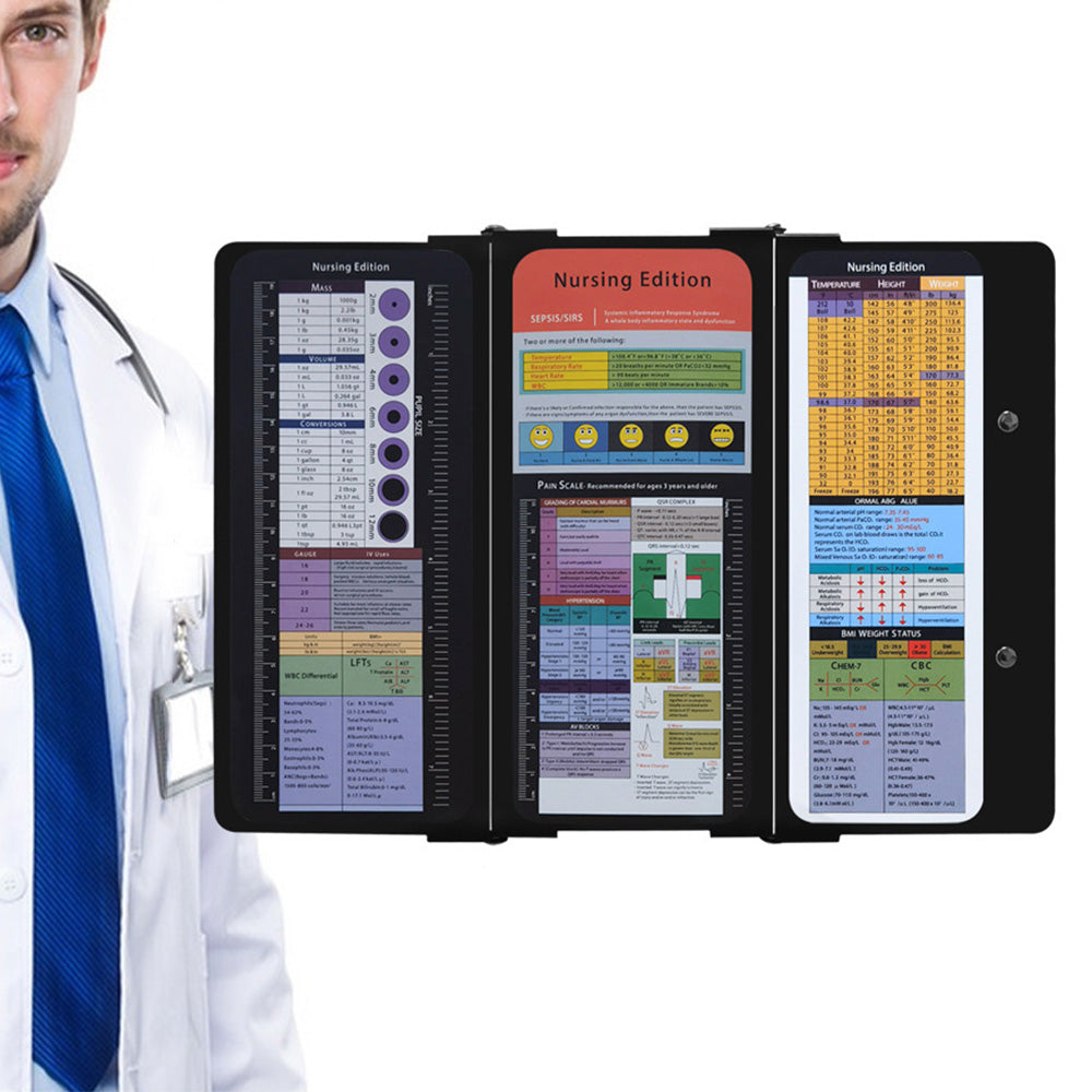 Foldable Nursing Clipboard Edition Cheat Chart Clip Board Profile Clip with Pen Holder for Student Nurse Doctor
