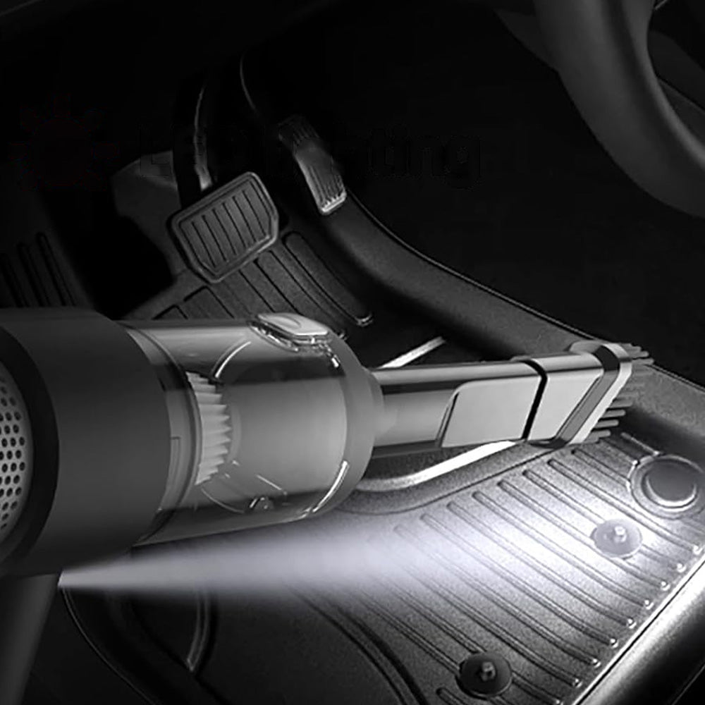 4-in-1 Handheld Car Vacuum Cleaner Portable Cordless Air Duster with LED Light for Car Home Office Black
