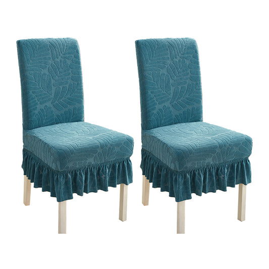 2Pcs Ruffled Skirt Stool Slipcover Stretch Spandex Chair Protectors Short Kitchen Chair Seat Cover -Blue