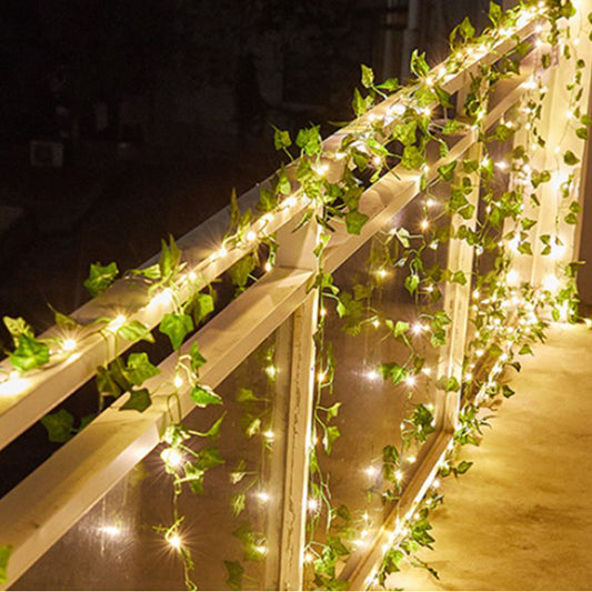 10m 100 LED Artificial Ivy Leaves Solar String Light -Style 1