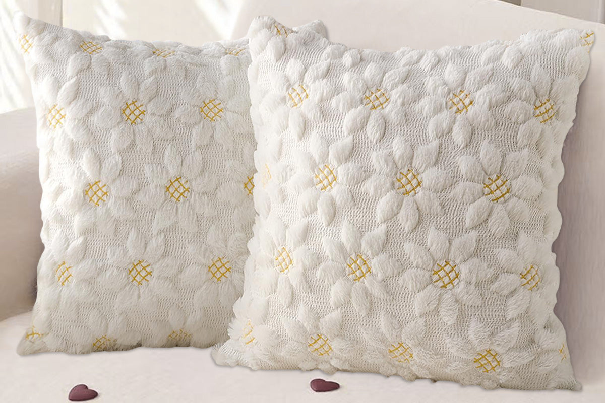 2Pcs Spring Summer Pillow Covers Floral Farmhouse Home Decor for Sofa Couch Bed -Sunflowers