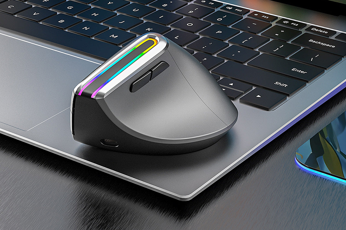 2Pcs Ergonomic Vertical Mouse 2.4G RGB Wireless Optical Mouse for Computer PC