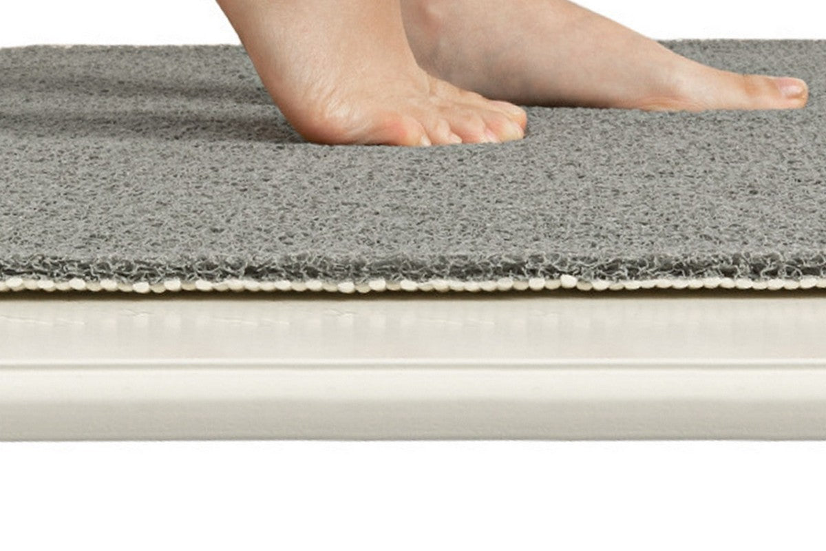 Anti-Slip Loofah Bathroom Mats Quick Drying Bath Tub Mat With Drain-Grey