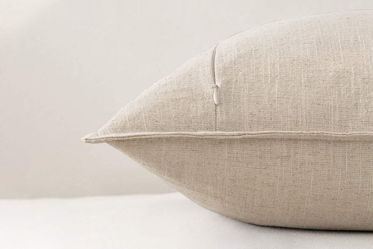 2Pcs Linen Plain Solid Colour Cushion Cover Decorative Pillow Case-Khaki