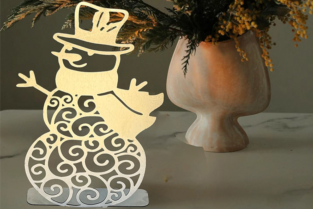 3Pcs Set Silvery Metal Christmas Snowman Home Interior Living Room Craft Ornaments Christmas Decor