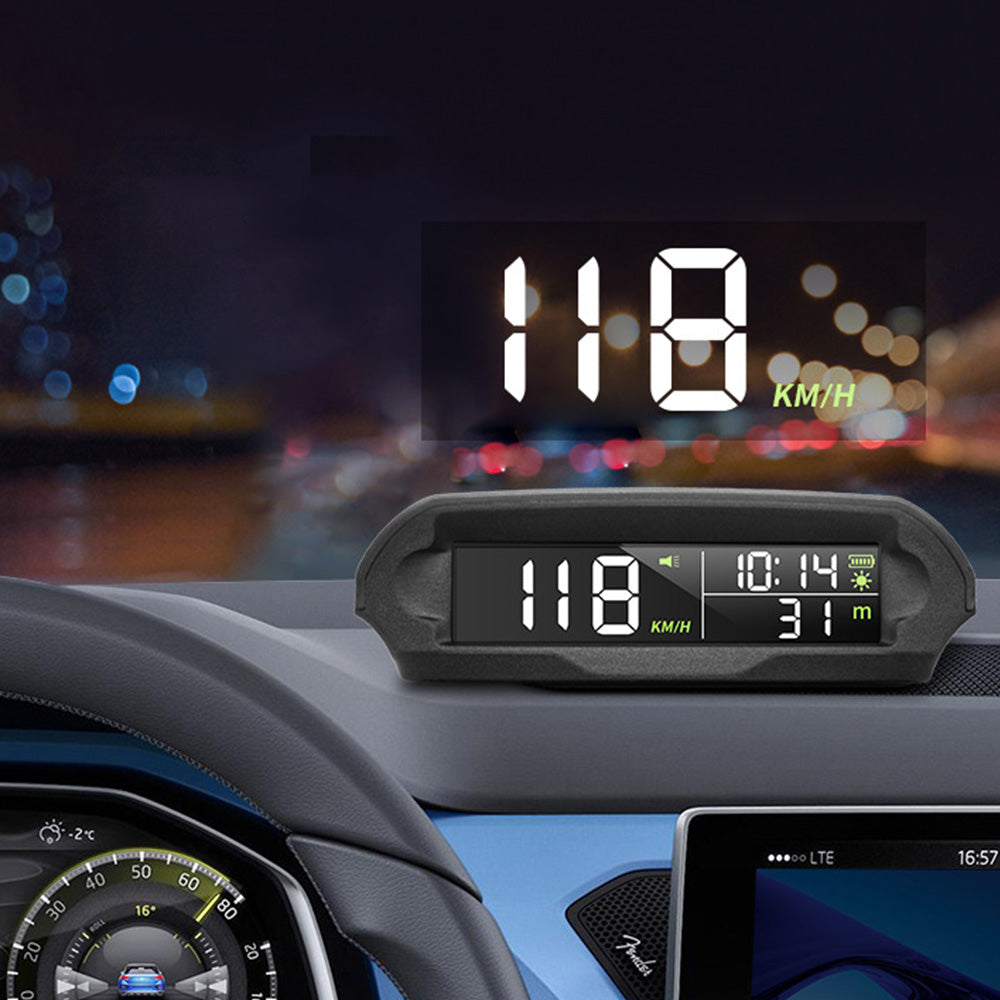 Wireless Car HUD HEAD-UP DISPLAY Universal GPS Solar Panel Digital Speedometer