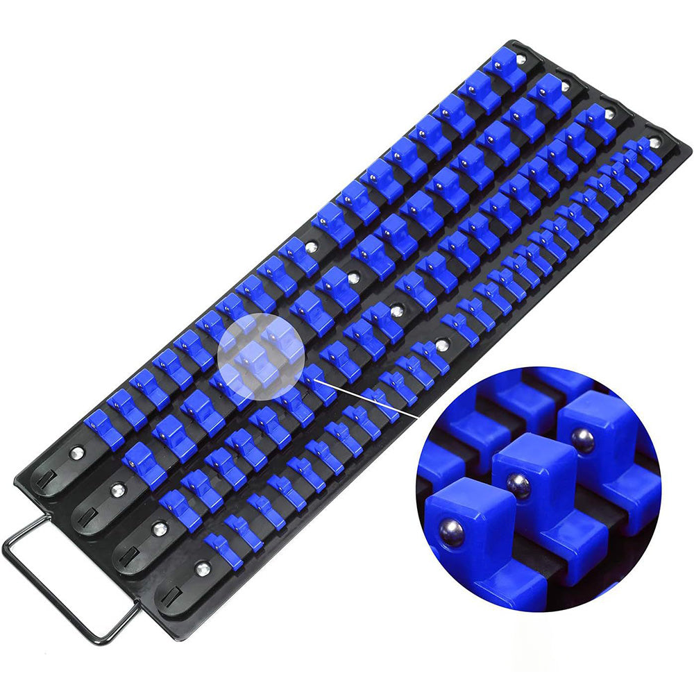 80Pcs Set Socket Organizer Tray Portable Multi-Size Socket Holder Blue