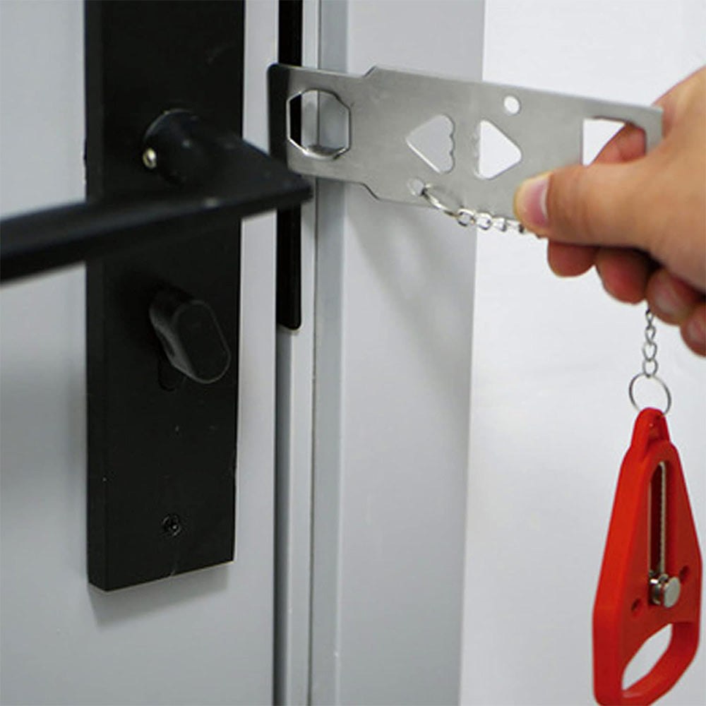 Portable Door Lock Travel Security Device for Hotel Home Apartment Bedroom-Red