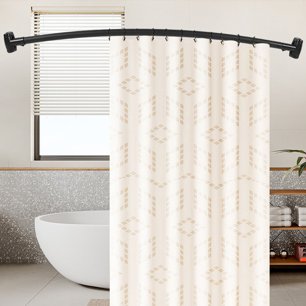 Curved Stainless Steel Shower Curtain Rod for Bathroom and Bathtub Black