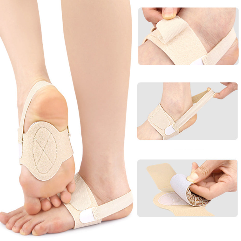 Pair of Adjustable Arch Support Braces for Plantar Fasciitis Wearable Flat Foot Correction Orthotics Nude