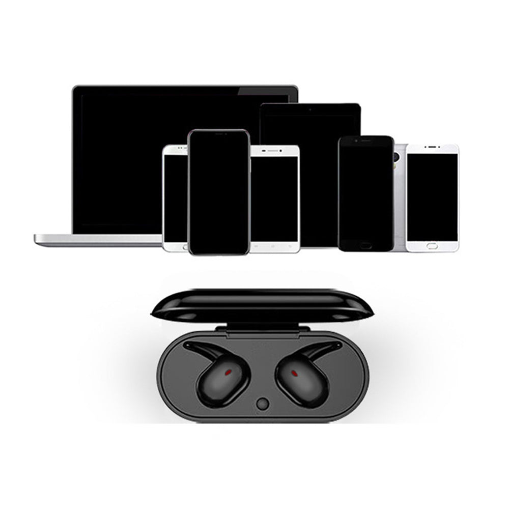 Bluetooth 5.0 Wireless Headphones TWS Earphones In Earbuds With Charging Case Black