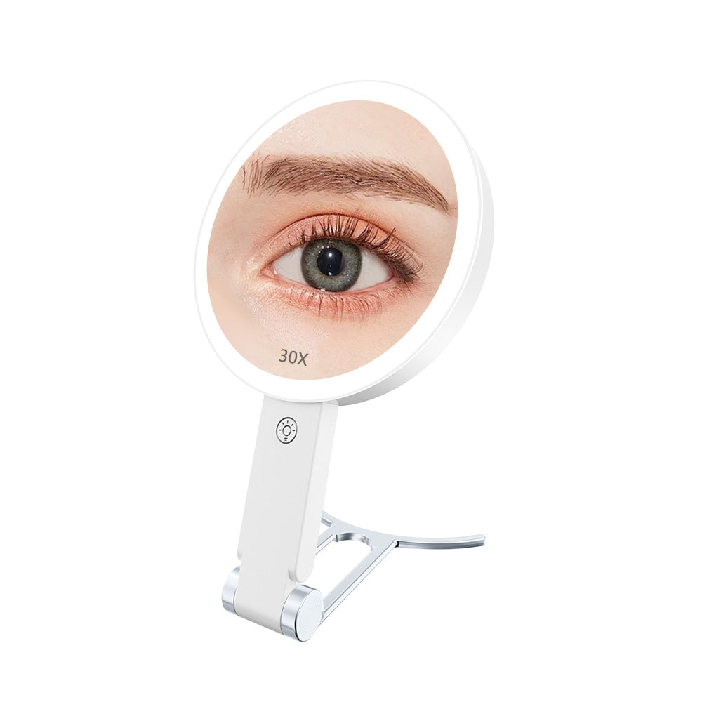 Double Sided Makeup Mirror with Adjustable LED Light 1X/30X Magnifying Vanity Mirror