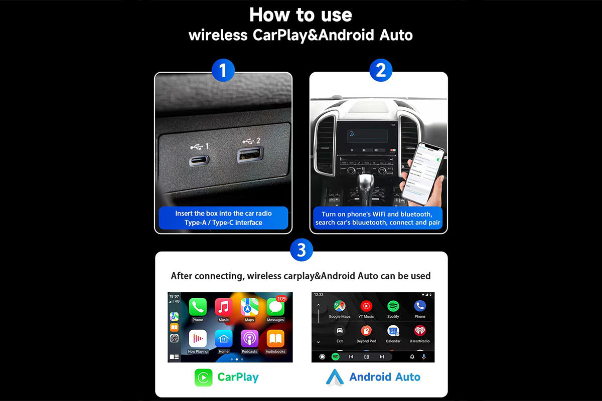 2 in 1 Wireless CarPlay Adapter for iPhone Convert Wired to Wireless CarPlay