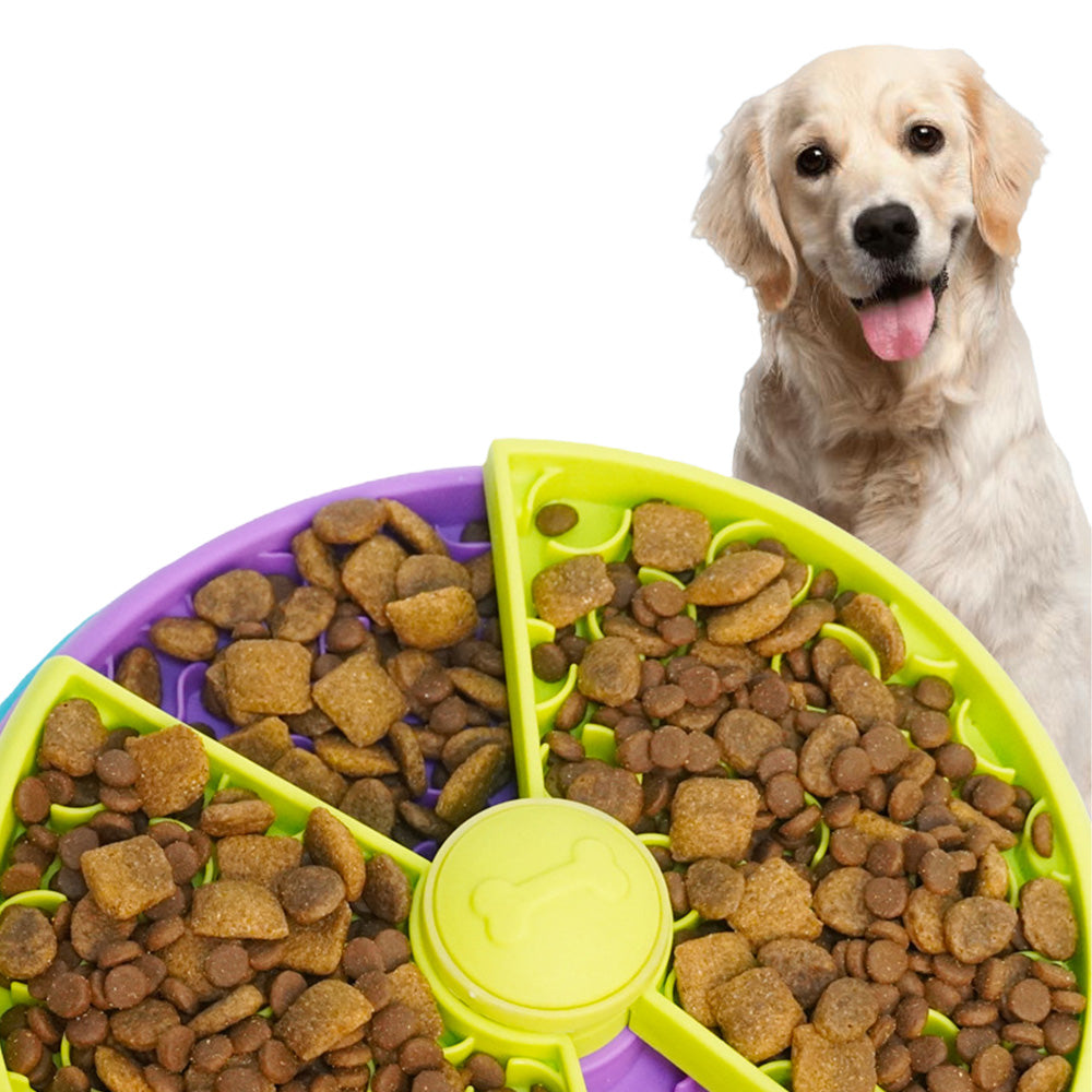 Rotating Slow Feeder Dog Bowl Three-Color Interactive Feeder for Medium Large Dogs