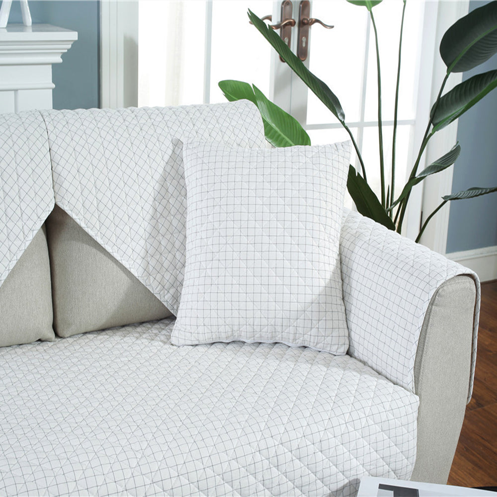 Soft Couch Cover Washable Furniture Protector for Dogs Non-Slip Sofa Slipcover -White