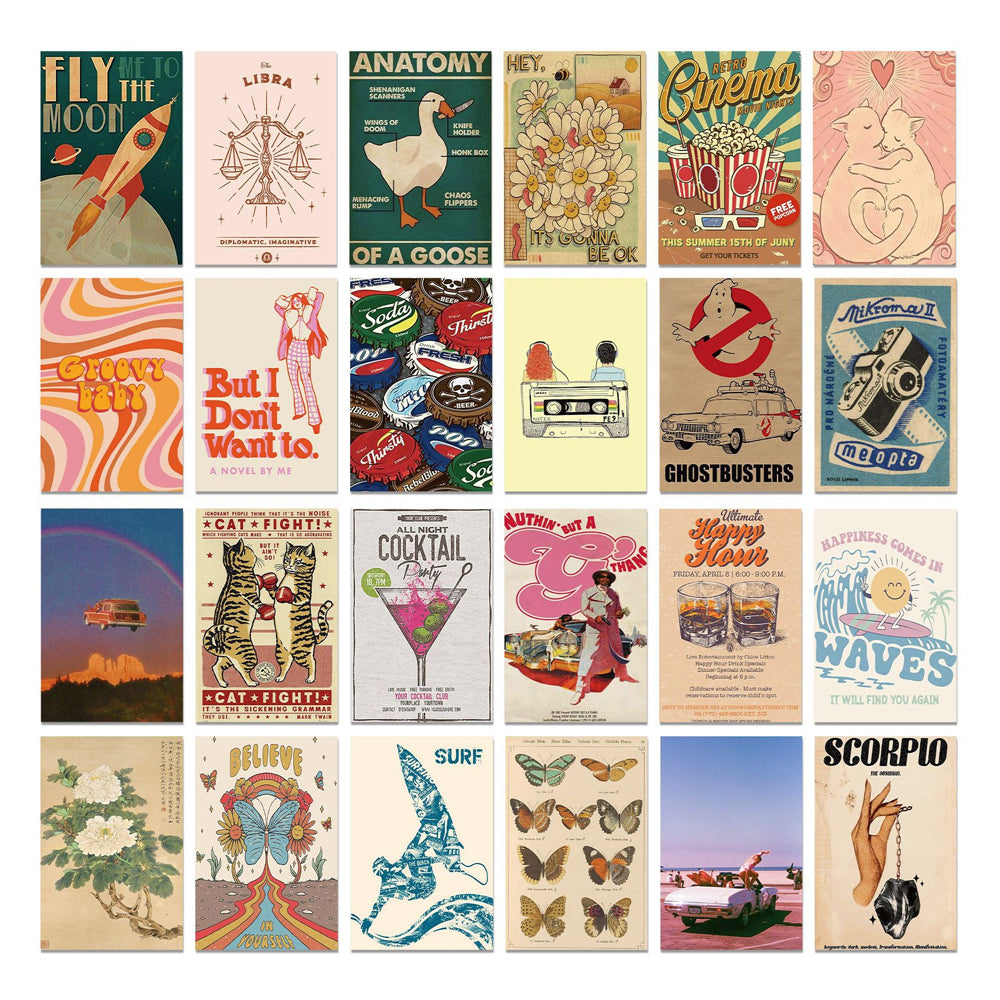 Set of 50Pcs Y2k Retro Posters Aesthetic Wallpaper Downtown Girl Room Decor