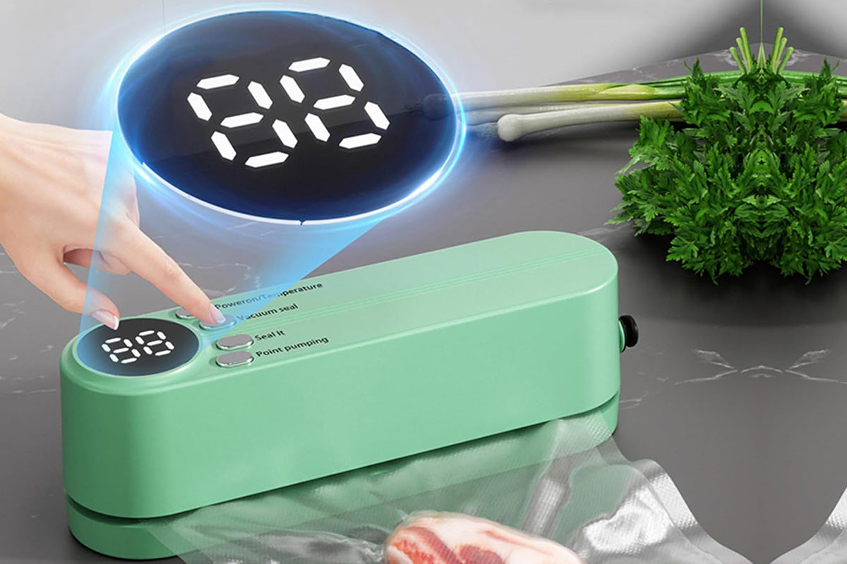 Portable Mini Vacuum Sealer for Food Storage with Rechargeable Handheld Sealing and Air Pump -Green