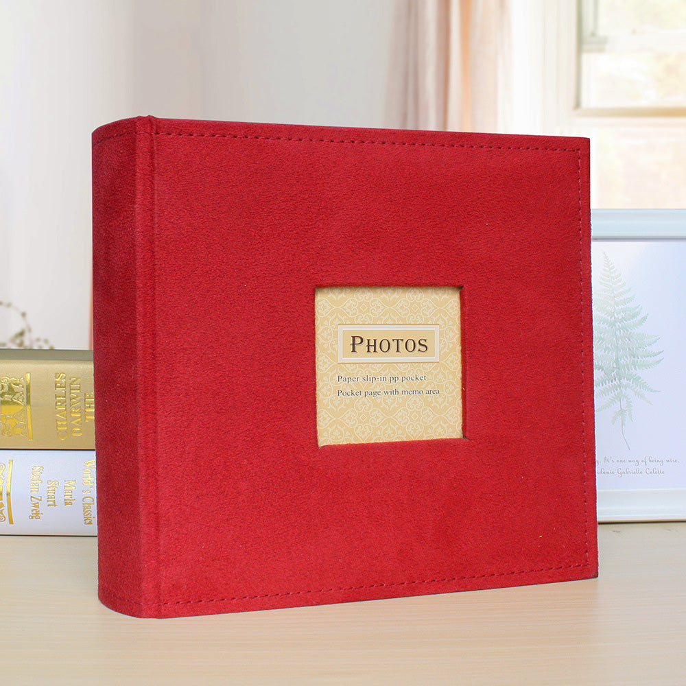 200 Photo Album with Memo Space Storage Book- Red