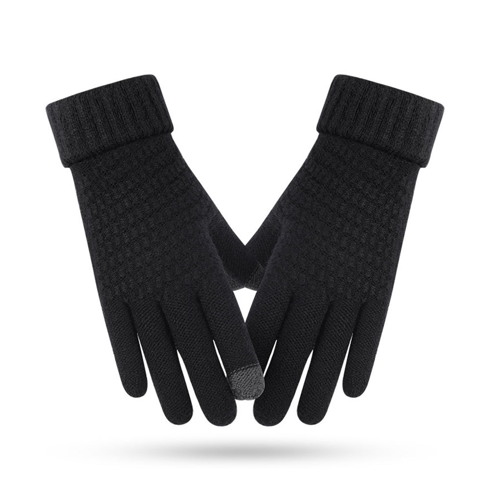 Pair of Winter Thermal Warm Gloves Touchscreen Sports Knit Gloves Black