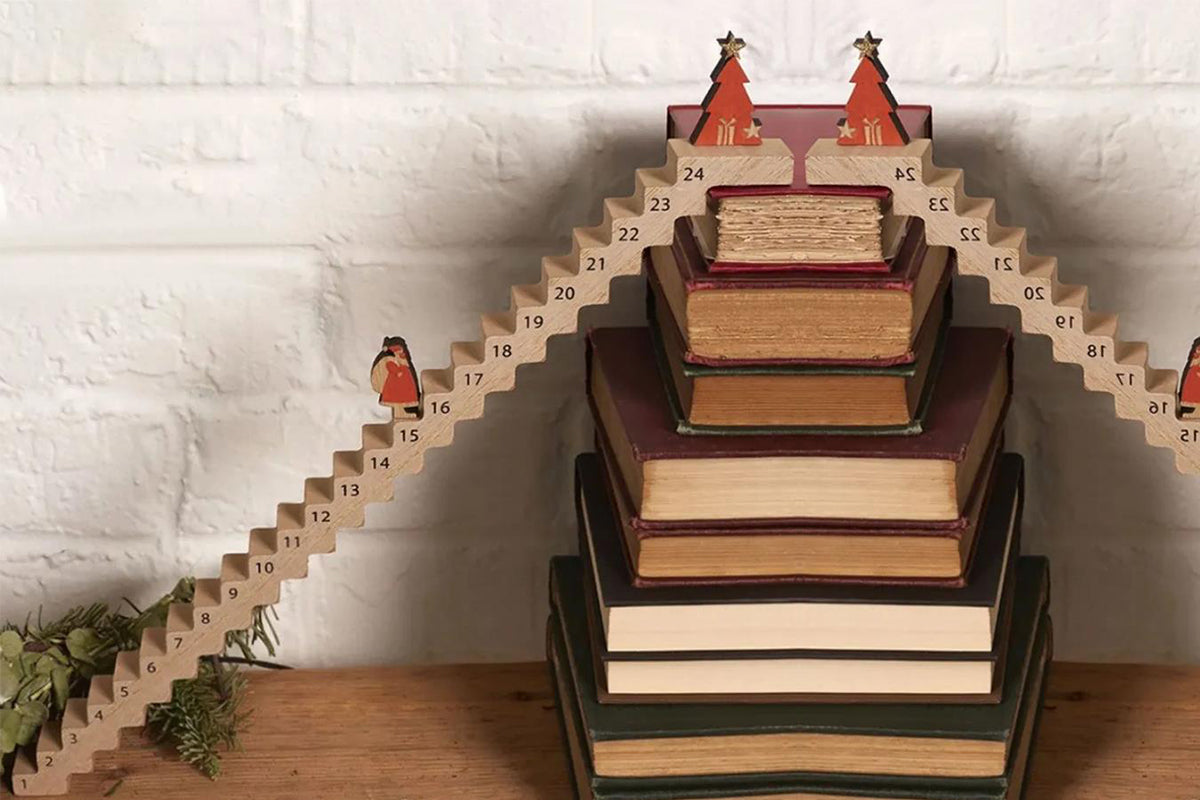 Wooden Stair Christmas Advent Calendar Funny Santa Stairs Countdown Calendar Wood Stairs Climbing Decoration