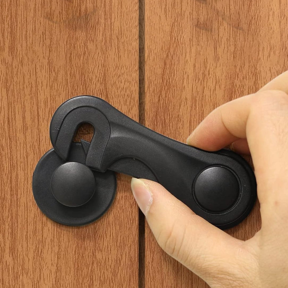 Set of 10Pcs Child-Proof Cabinet Locks Self-Adhesive Fridge Lock Child Safety Latches Black