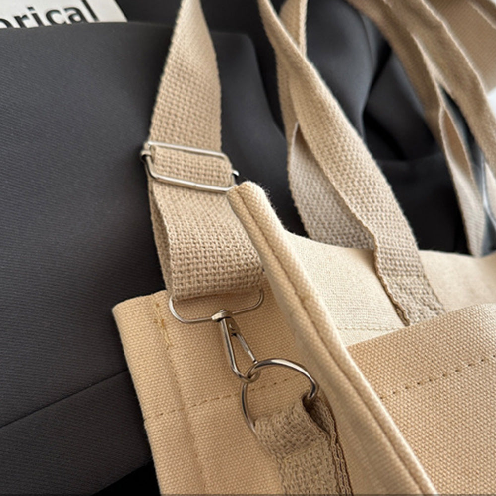 Large Canvas Tote Bag for Women Multi-Pocket Crossbody Bag Work Bible Messenger Purse Khaki