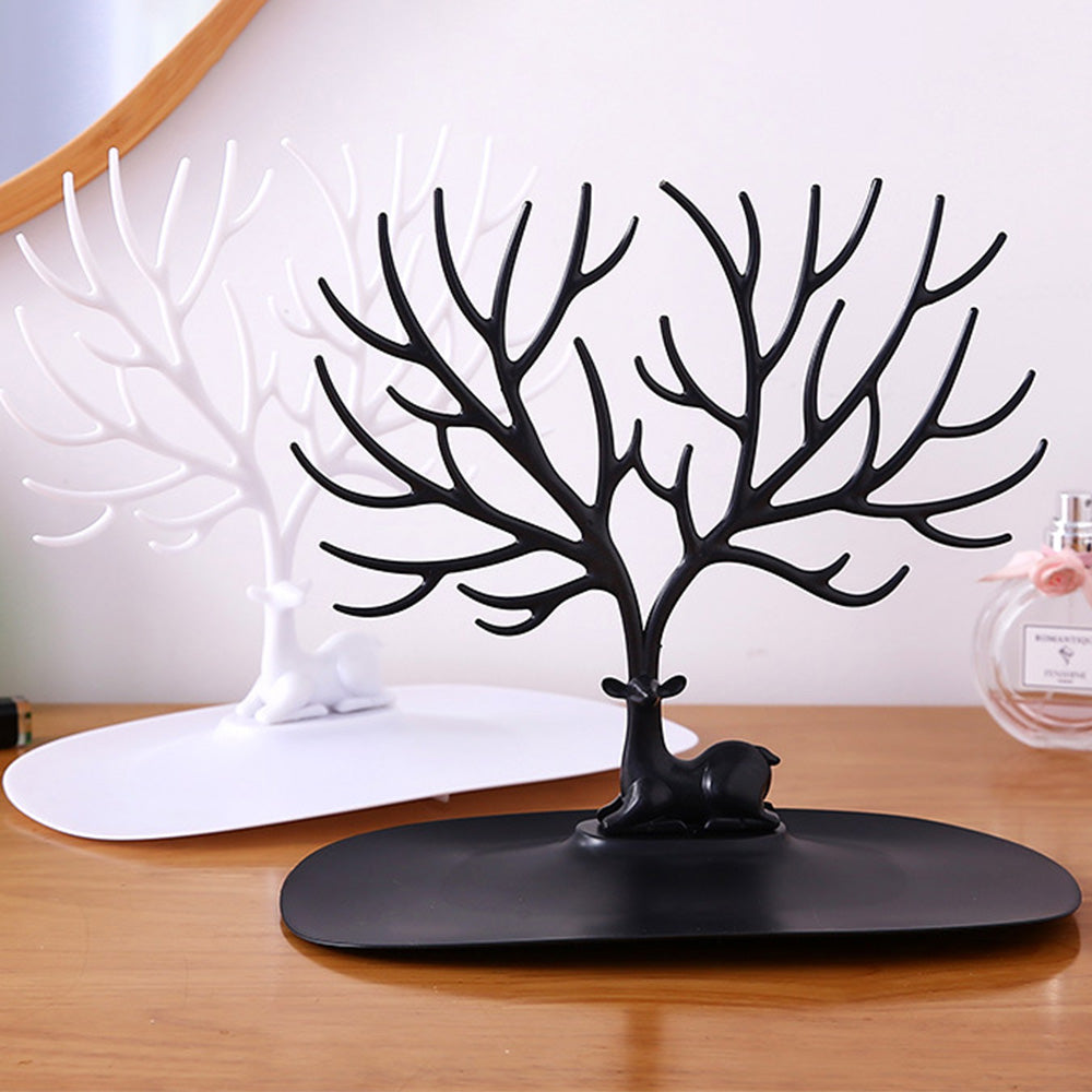 2Pcs Deer Tree Jewelry Display Organizer Necklace Earring Ring Stand Holder Show Rack