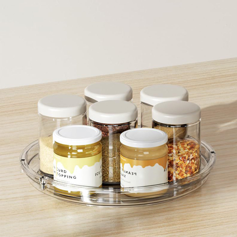 3PCS Set Rotating Lazy Susan Tray Clear Organizer for Kitchen Bathroom Vanity