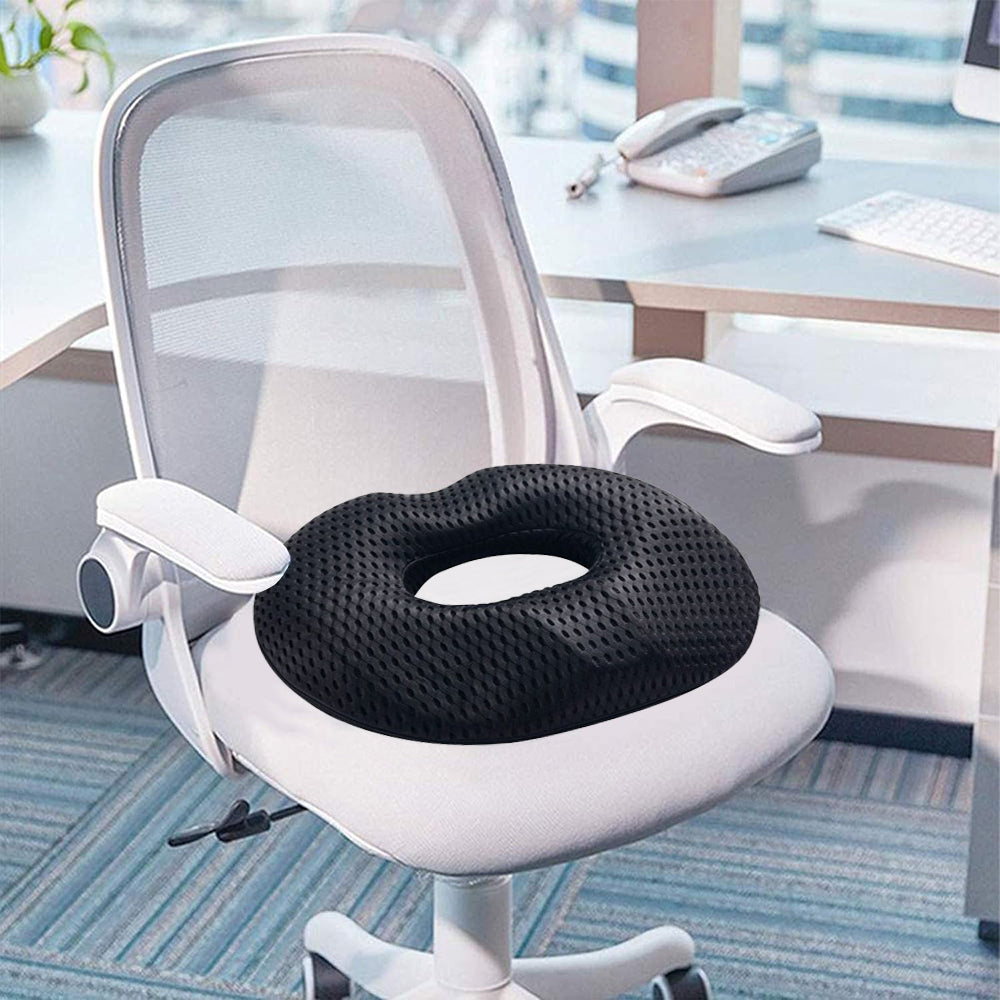 Men's Donut Seat Cushion Thick Memory Foam Hemorrhoid Pillow for Office Home Chairs Black