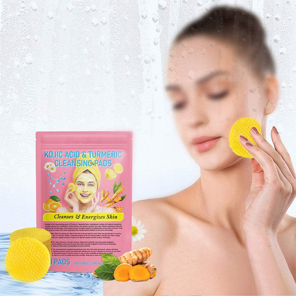 40Pcs Turmeric Cleansing Dry Pads Kojic Acid Exfoliating Pads for Face Balance Skin Oil
