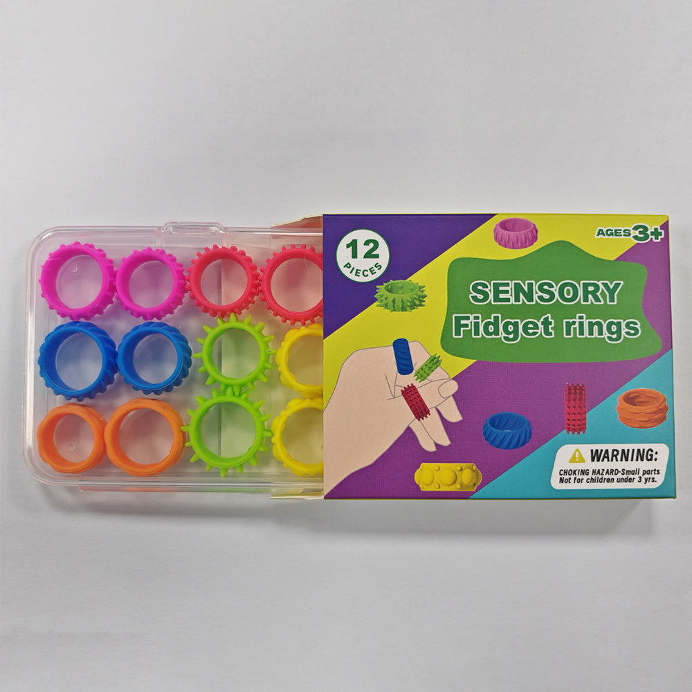 12Pcs Ring Sensory Toys for Textured Soft Finger Spinner Rings