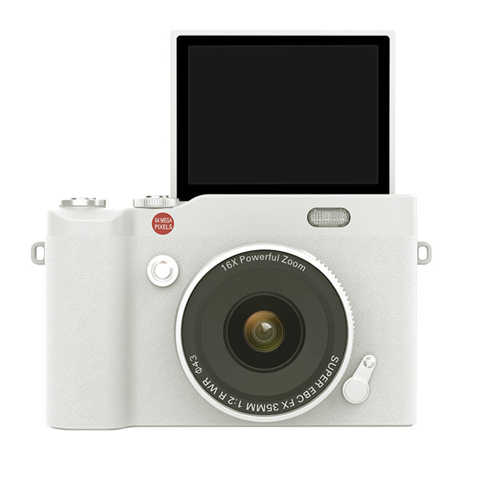 4K 64MP Vlogging Camera with Flip Screen & 16X Digital Zoom White