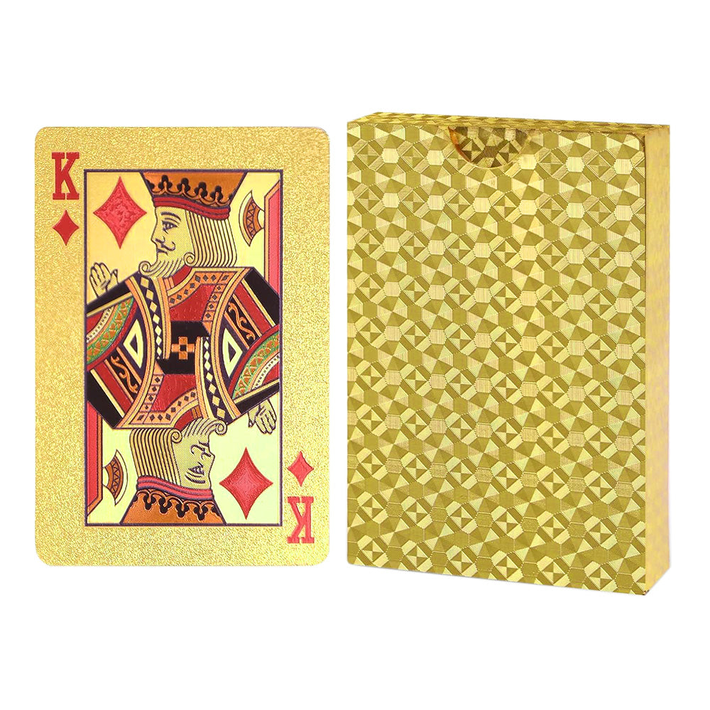 2 Pack Waterproof Playing Cards Set Plastic Deck of Cards Poker Game Set for Party Camping Travel On-the-Go Gold