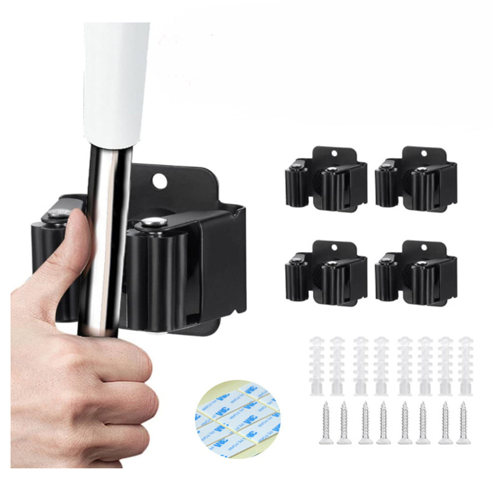 4PCS Broom and Mop Rack Garden Tool Storage Rack No Punch with Screws