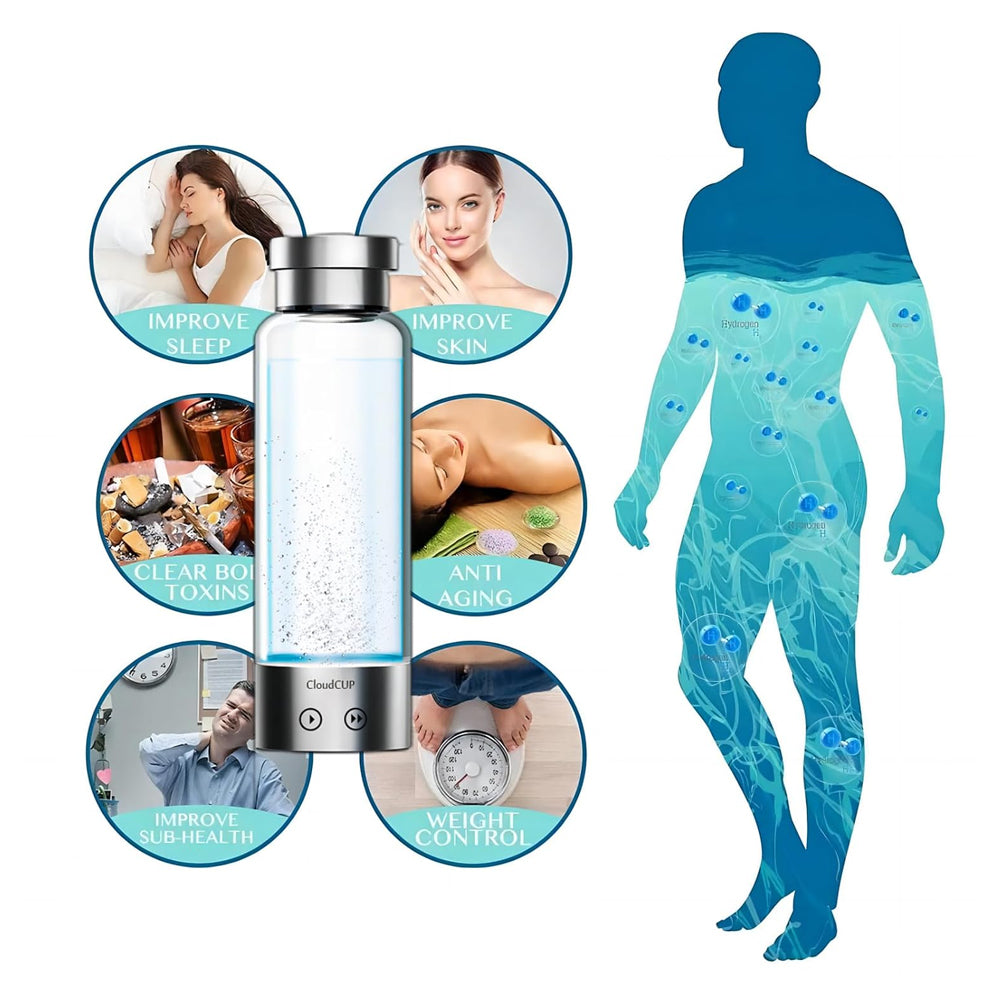 480mL Hydrogen Water Bottle Hydrogen-Rich Water Generator Rechargeable Hydrogen Water Machine