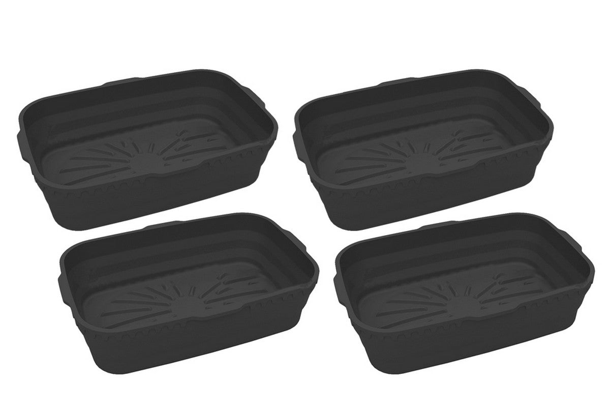 4Pcs Reusable Baking Air Fryer Silicone Liners Pot Food Grade Airfryer Basket Bowl-Black