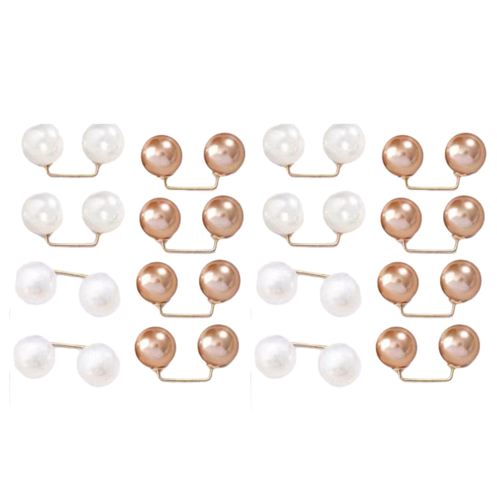 16Pcs Brooch Pins Anti-Exposure Neckline Safety Pins Artificial Pearl Clips for Women Girls Style 3