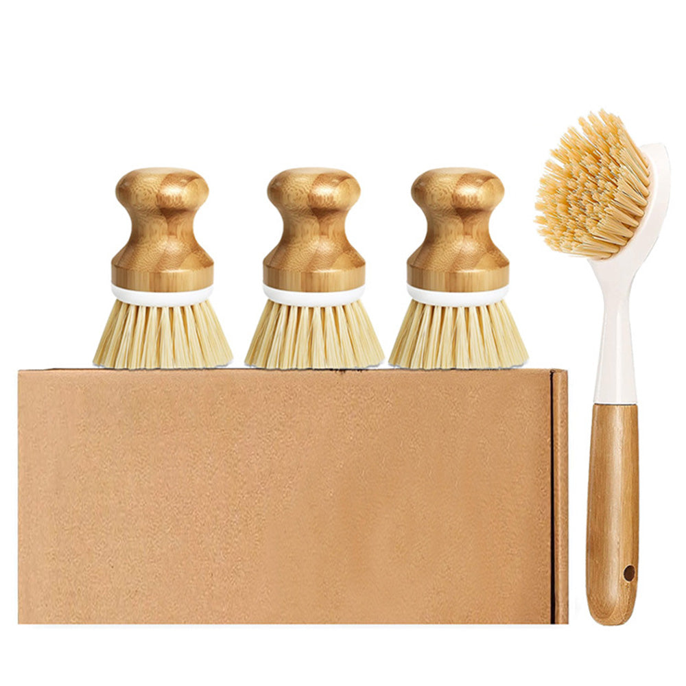 4 Piece Pot Cleaning Brush Set with Handles for Cookware